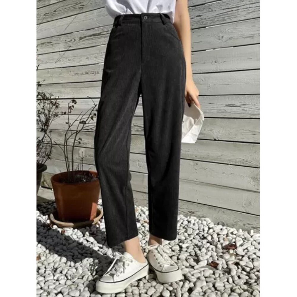 Shein High Waist Corduroy Straight Leg Pants - sz XS